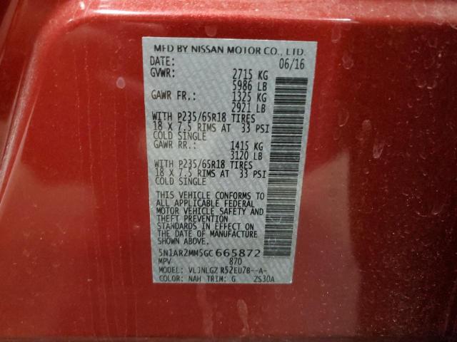Photo 10 from auction – 2016 NISSAN PATHFINDER with VIN 5N1AR2MM5GC665872