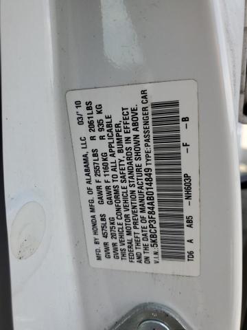 Photo 10 from auction – 2010 HONDA ACCORD EXL with VIN 5KBCP3F84AB014849