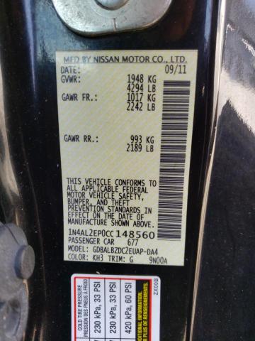 Photo 10 from auction – 2012 NISSAN ALTIMA S with VIN 1N4AL2EP0CC148560