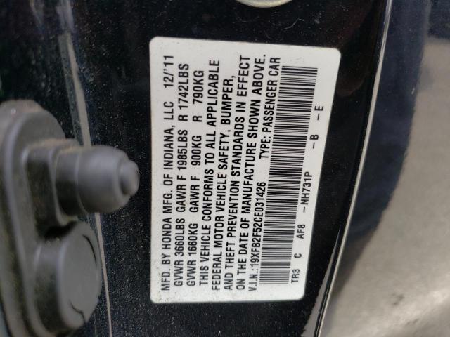 Photo 10 from auction – 2012 HONDA CIVIC LX with VIN 19XFB2F52CE031426