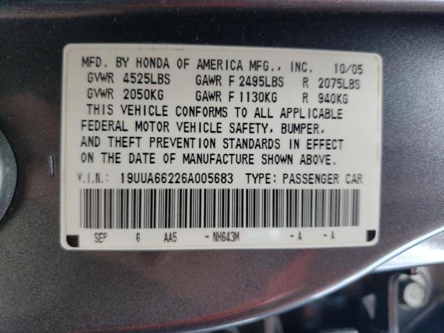 Photo 10 from auction – 2006 ACURA 3.2TL with VIN 19UUA66226A005683