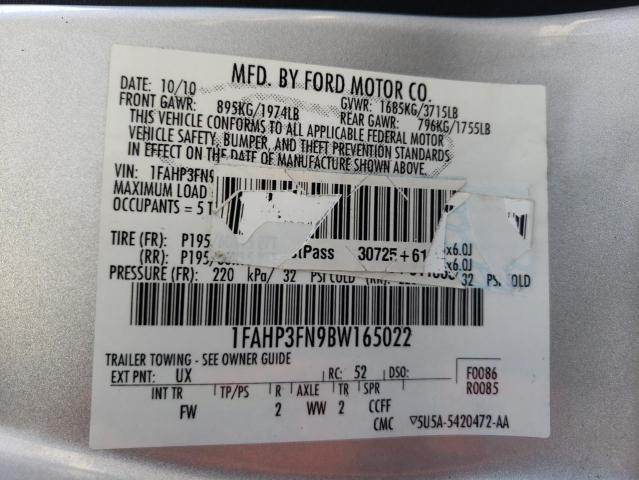 Photo 10 from auction – 2011 FORD FOCUS SE with VIN 1FAHP3FN9BW165022