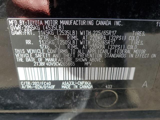 Photo 10 from auction – 2012 TOYOTA RAV4 with VIN 2T3BF4DV9CW265665