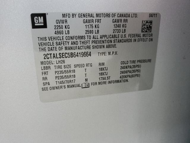 Photo 10 from auction – 2011 GMC TERRAIN SL with VIN 2CTALSEC5B6419664