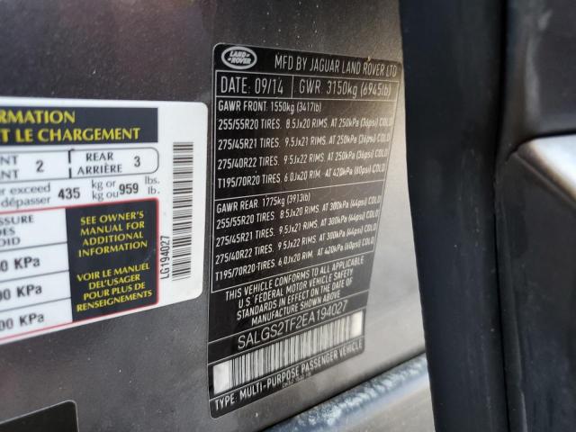 Photo 10 from auction – 2014 LAND ROVER RANGE ROVE with VIN SALGS2TF2EA194027