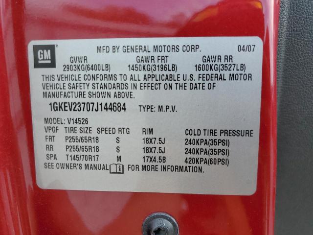 Photo 10 from auction – 2007 GMC ACADIA SLT with VIN 1GKEV23707J144684
