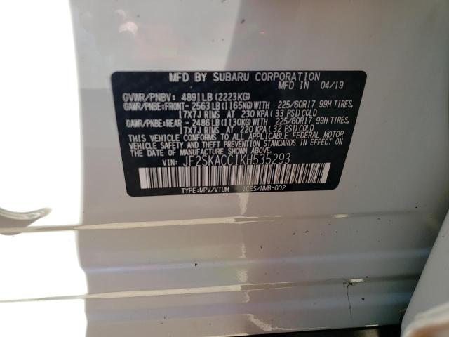 Photo 10 from auction – 2019 SUBARU FORESTER with VIN JF2SKACC1KH535293