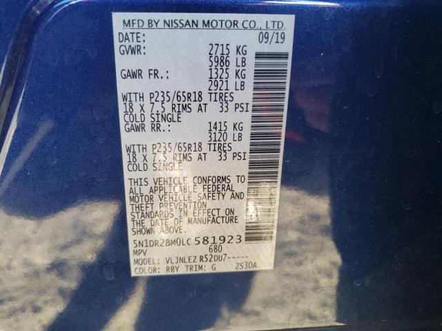 Photo 10 from auction – 2020 NISSAN PATHFINDER with VIN 5N1DR2BM0LC581923