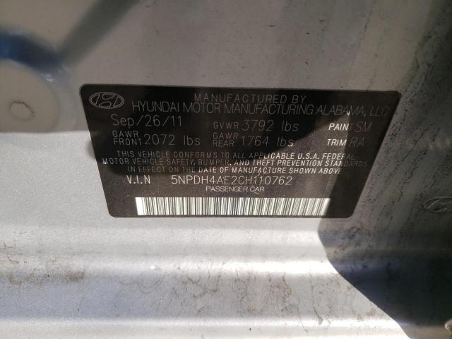 Photo 10 from auction – 2012 HYUNDAI ELANTRA GL with VIN 5NPDH4AE2CH110762