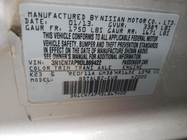 Photo 10 from auction – 2013 NISSAN VERSA S with VIN 3N1CN7AP9DL869422