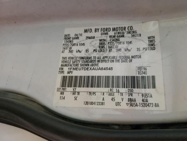Photo 10 from auction – 2010 FORD EXPLORER X with VIN 1FMEU7DEXAUA64545