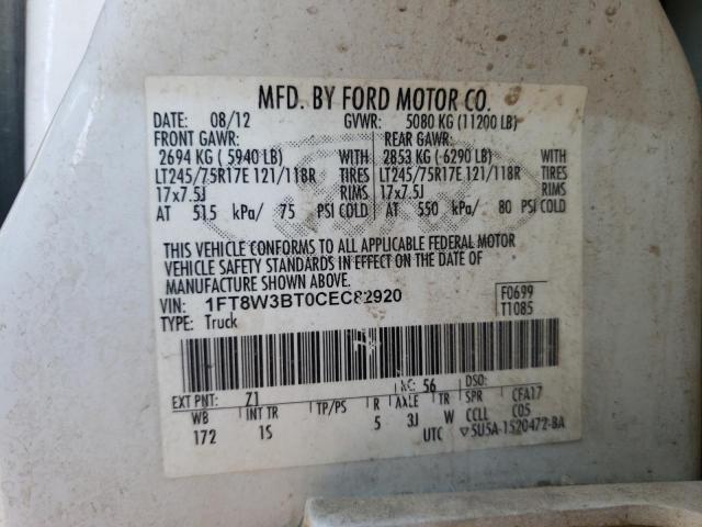 Photo 10 from auction – 2012 FORD F350 SUPER with VIN 1FT8W3BT0CEC82920