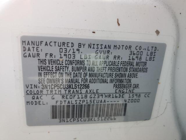 Photo 10 from auction – 2019 NISSAN KICKS S with VIN 3N1CP5CU3KL512266