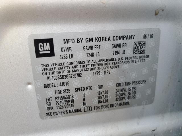 Photo 10 from auction – 2016 BUICK ENCORE CON with VIN KL4CJBSB3GB739702
