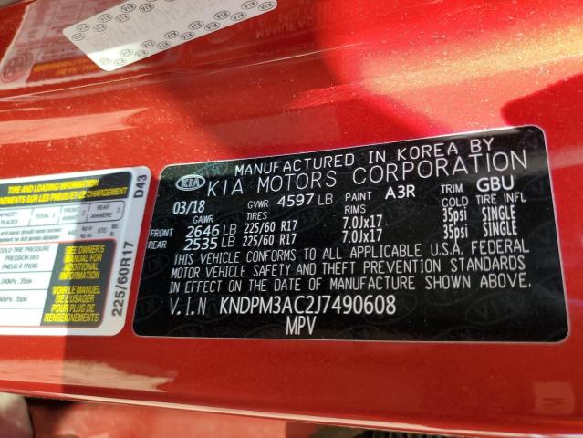 Photo 10 from auction – 2018 KIA SPORTAGE L with VIN KNDPM3AC2J7490608