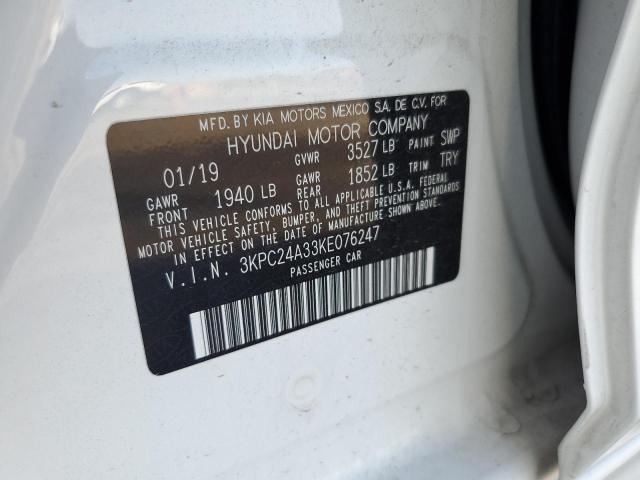 Photo 10 from auction – 2019 HYUNDAI ACCENT SE with VIN 3KPC24A33KE076247