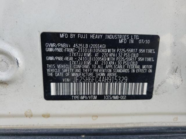 Photo 10 from auction – 2010 SUBARU FORESTER 2 with VIN JF2SH6FC4AH915329