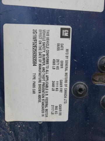 Photo 10 from auction – 2005 CHEVROLET IMPALA with VIN 2G1WF52E259393584