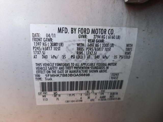 Photo 10 from auction – 2011 FORD EXPLORER with VIN 1FMHK7B83BGA56898