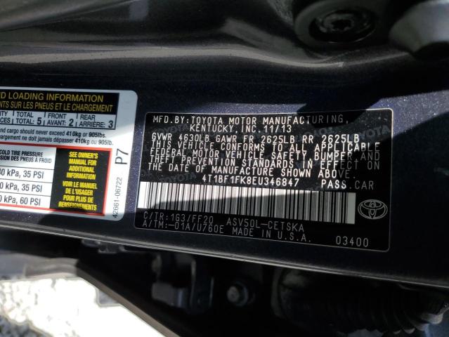 Photo 10 from auction – 2014 TOYOTA CAMRY L with VIN 4T1BF1FK8EU346847