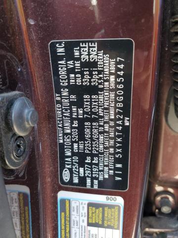Photo 10 from auction – 2011 KIA SORENTO BA with VIN 5XYKT4A27BG065447
