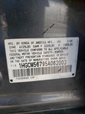 Photo 10 from auction – 2005 HONDA ACCORD EX with VIN 1HGCM56795A062003