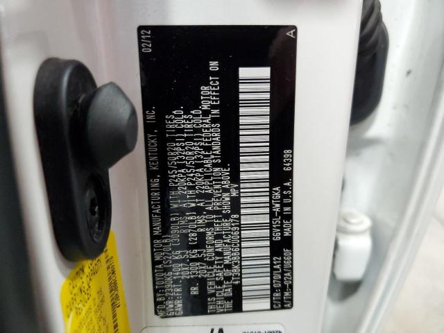 Photo 10 from auction – 2012 TOYOTA VENZA LE with VIN 4T3BK3BB6CU069178