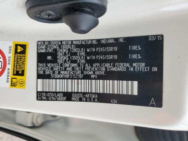 Photo 10 from auction – 2015 TOYOTA HIGHLANDER with VIN 5TDDKRFH9FS152197