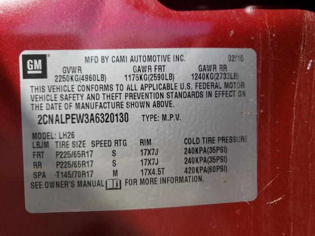 Photo 10 from auction – 2010 CHEVROLET EQUINOX LT with VIN 2CNALPEW3A6320130