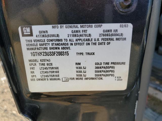 Photo 10 from auction – 2003 GMC SIERRA K25 with VIN 1GTHK23U33F200315