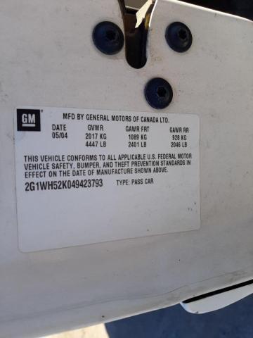Photo 10 from auction – 2004 CHEVROLET IMPALA LS with VIN 2G1WH52K049423793