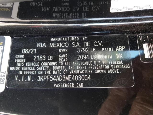 Photo 10 from auction – 2021 KIA FORTE EX with VIN 3KPF54AD3ME403004