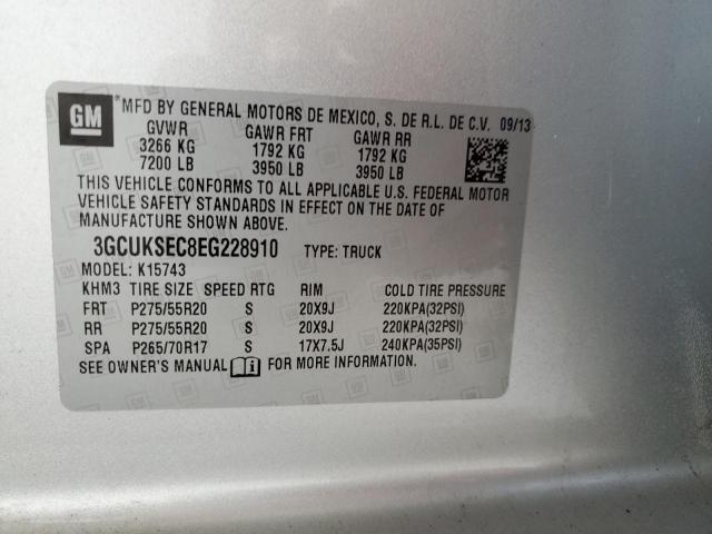 Photo 10 from auction – 2014 CHEVROLET SILVERADO with VIN 3GCUKSEC8EG228910