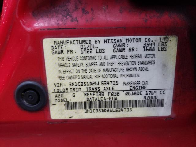 Photo 10 from auction – 2006 NISSAN SENTRA 1.8 with VIN 3N1CB51D26L534735