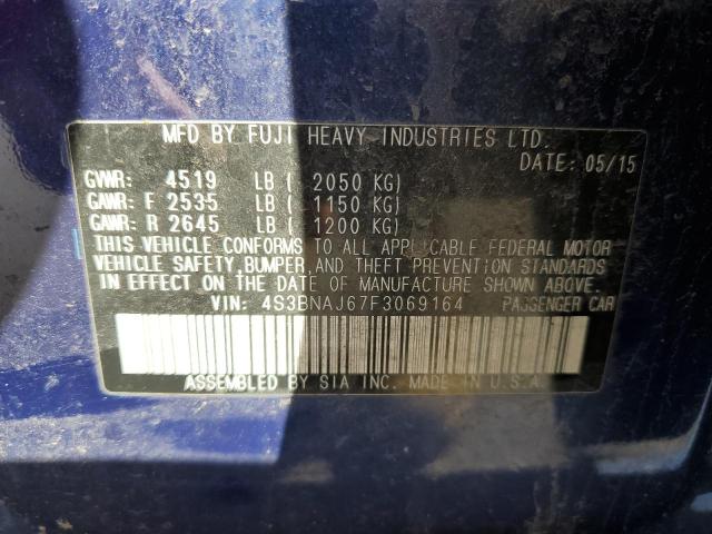 Photo 10 from auction – 2015 SUBARU LEGACY 2.5 with VIN 4S3BNAJ67F3069164