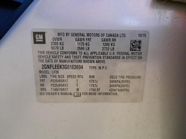 Photo 10 from auction – 2016 CHEVROLET EQUINOX LS with VIN 2GNFLEEK3G6163694