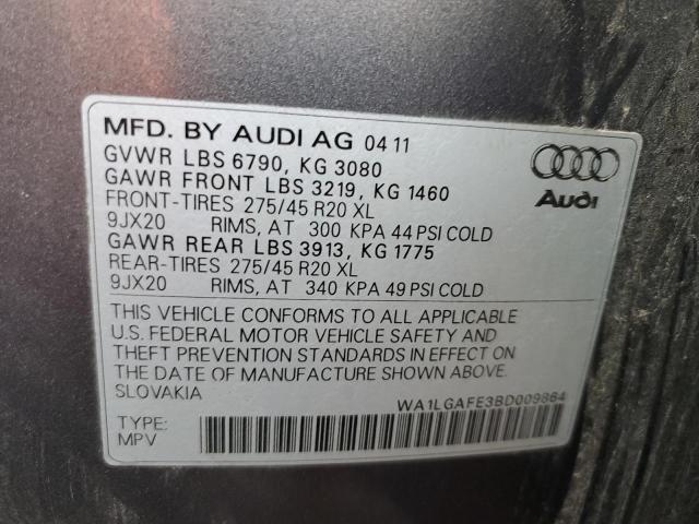 Photo 10 from auction – 2011 AUDI Q7 PREMIUM with VIN WA1LGAFE3BD009864