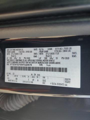 Zdjęcie 10 z aukcji – 2017 FORD F150 SUPER z VIN 1FTEW1EF5HFA20678