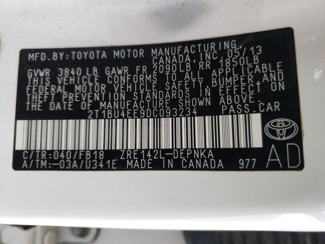 Photo 10 from auction – 2013 TOYOTA COROLLA BA with VIN 2T1BU4EE9DC093234