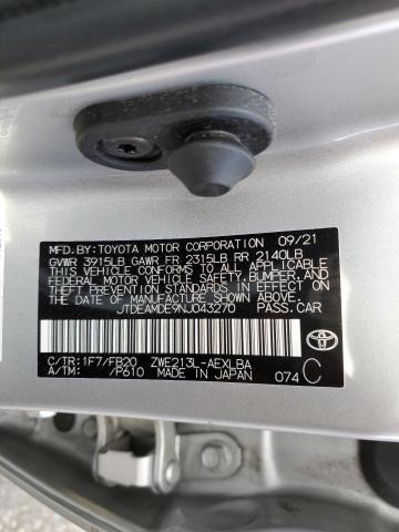 Photo 10 from auction – 2022 TOYOTA COROLLA LE with VIN JTDEAMDE9NJ043270