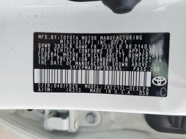 Photo 10 from auction – 2021 TOYOTA COROLLA LE with VIN 5YFEPMAEXMP269265