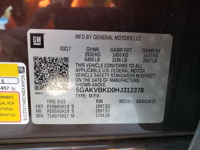Photo 10 from auction – 2017 BUICK ENCLAVE with VIN 5GAKVBKD0HJ312378