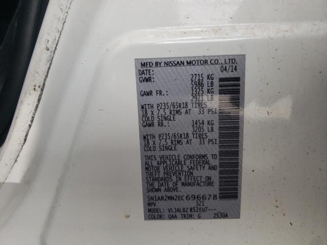 Photo 10 from auction – 2014 NISSAN PATHFINDER with VIN 5N1AR2MN2EC696678