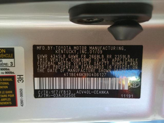 Photo 10 from auction – 2009 TOYOTA CAMRY BASE with VIN 4T1BE46K99U406127