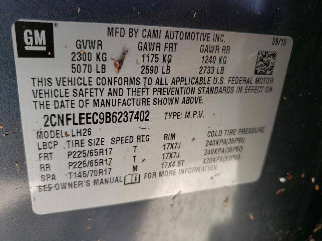 Photo 10 from auction – 2011 CHEVROLET EQUINOX LT with VIN 2CNFLEEC9B6237402