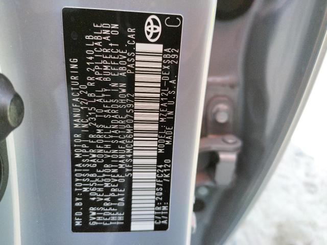 Photo 10 from auction – 2021 TOYOTA COROLLA SE with VIN 5YFS4MCE6MP075972