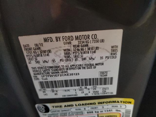 Photo 10 from auction – 2012 FORD F150 SUPER with VIN 1FTFW1EF2CKE35123