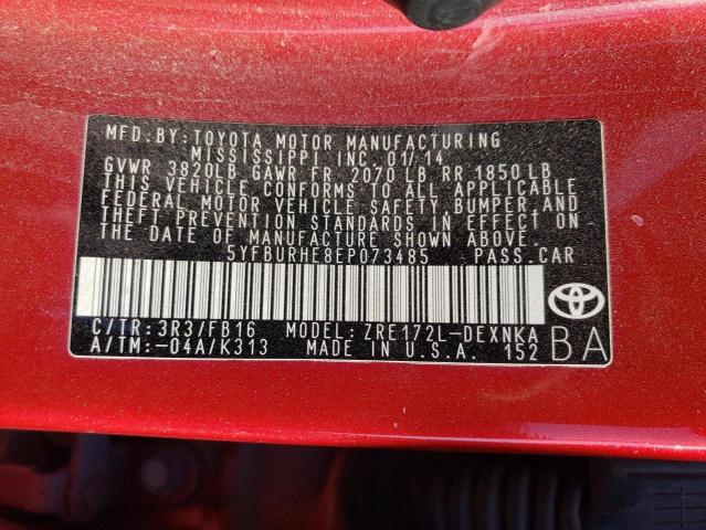 Photo 10 from auction – 2014 TOYOTA COROLLA L with VIN 5YFBURHE8EP073485