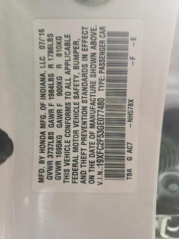 Photo 10 from auction – 2016 HONDA CIVIC LX with VIN 19XFC2F53GE077480