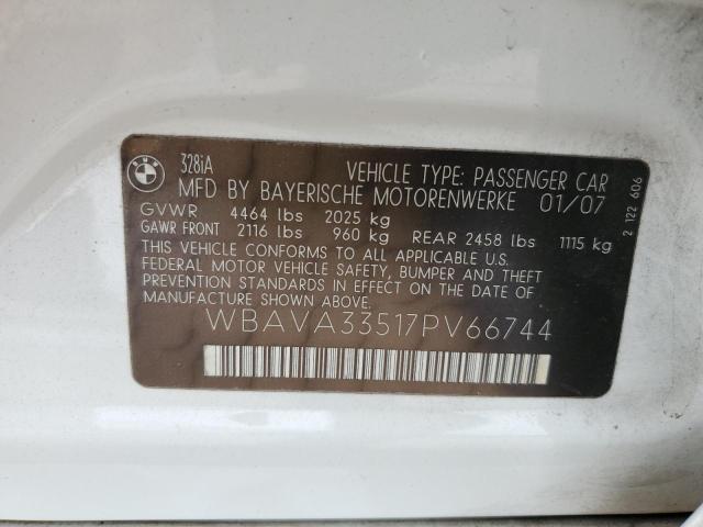 Photo 10 from auction – 2007 BMW 328 I with VIN WBAVA33517PV66744
